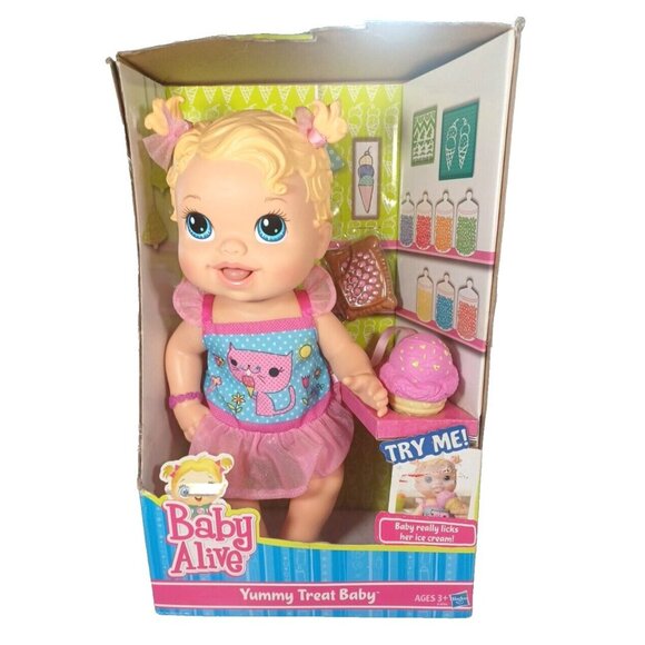 New Baby Alive Yummy Treat Baby Doll Ice Cream Cone 2012 Box Distressing - Picture 3 of 13
